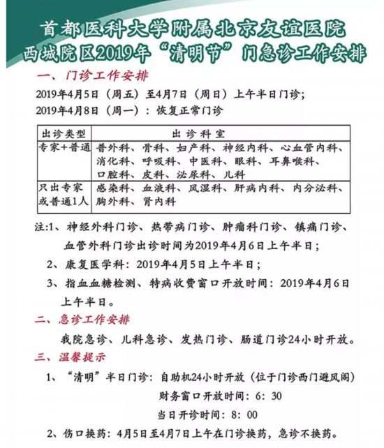 清明假期北京22家市屬醫院出診信息，快收藏