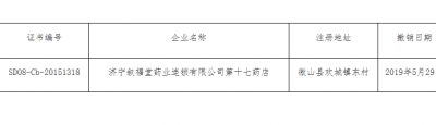 濟寧敘福堂一連鎖藥店違反藥品經營規定被撤GSP認證