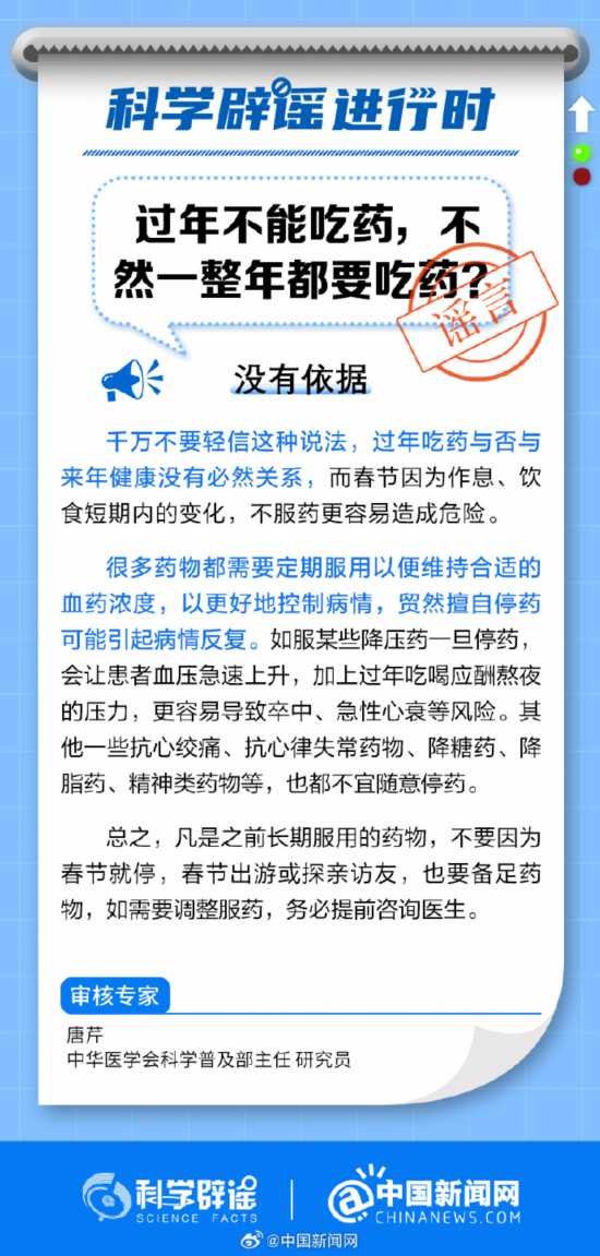 過年不能吃藥，不然一整年都要吃藥？