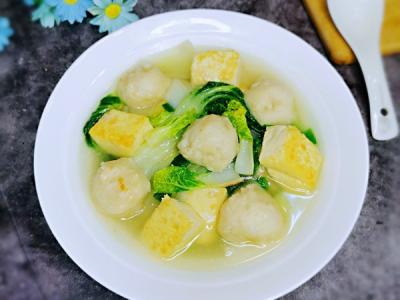 墨魚(yú)丸小油菜豆腐湯的做法-咸鮮味煮菜譜