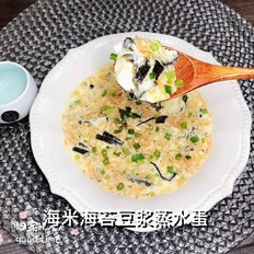 海米海苔豆漿蒸水蛋的做法-咸鮮味蒸菜譜