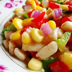 玉米魚丁的做法-家常味炒菜譜