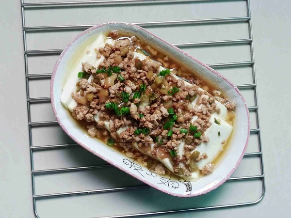 肉末榨菜蒸豆腐的做法-家常味蒸菜譜