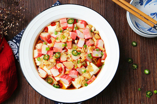 蟹肉棒蒸豆腐的做法-咸鮮味蒸菜譜-易網(wǎng)健康養(yǎng)生網(wǎng) 蟹肉棒蒸豆腐的做法-咸鮮味蒸菜譜