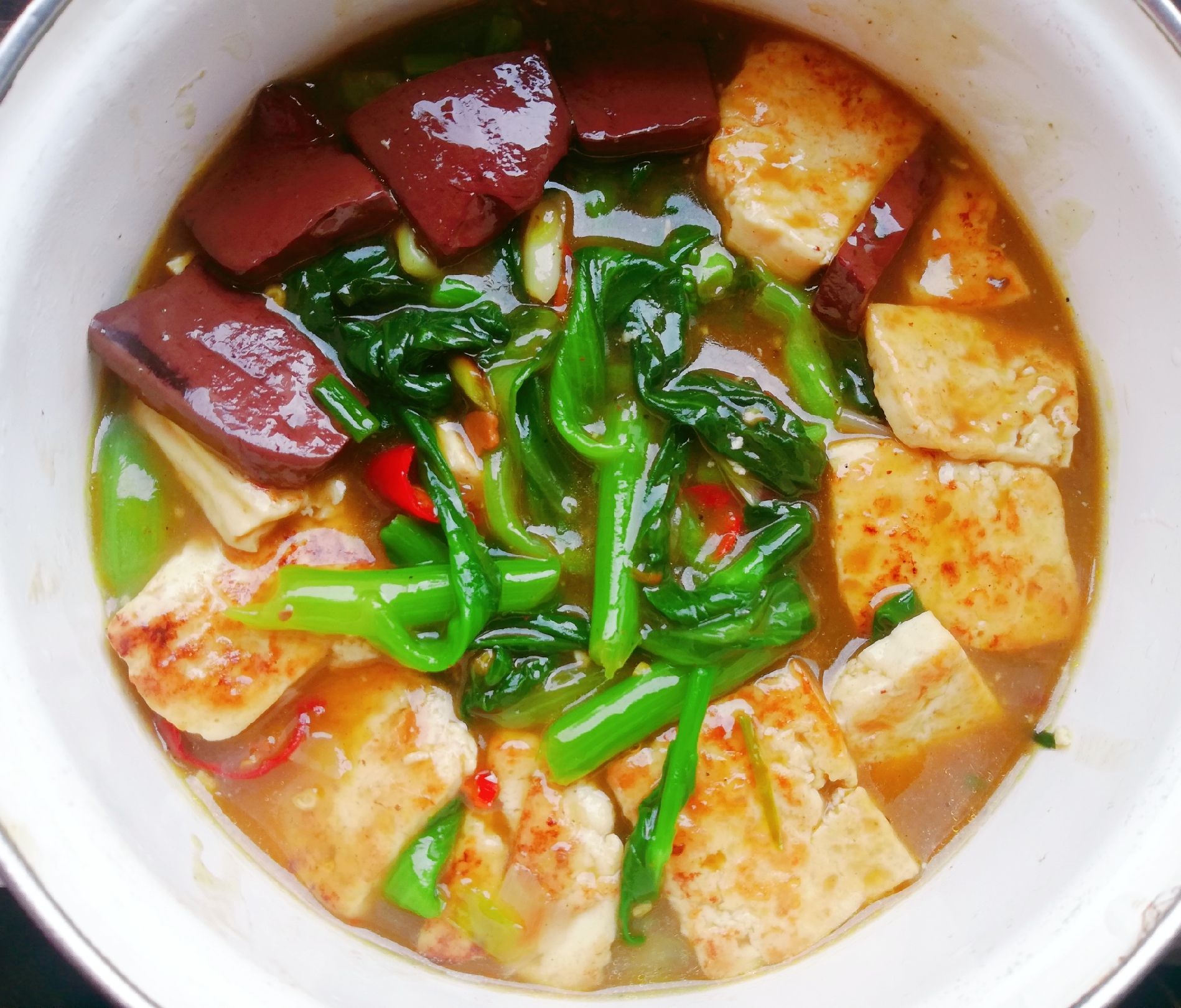 豬血豆腐菜心的做法-家常味煮菜譜