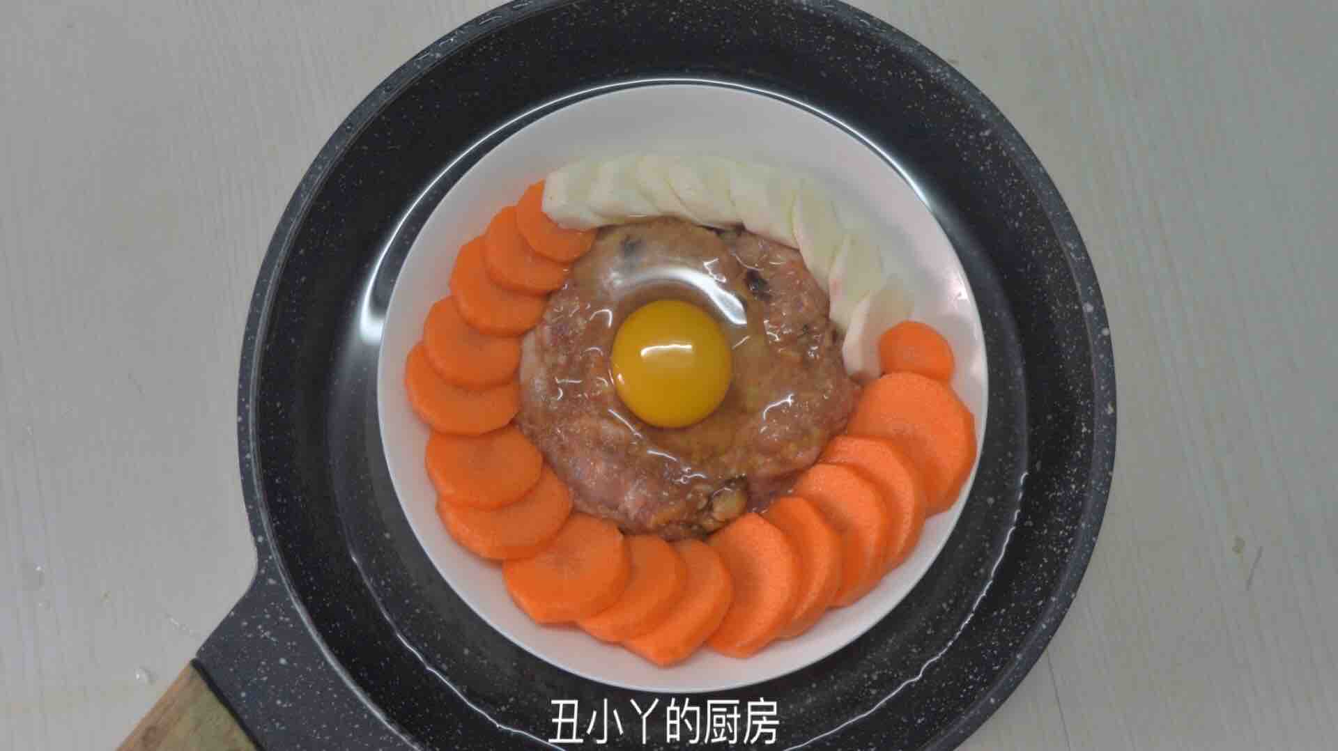 紅蘿卜 山藥 馬蹄蒸肉餅 蒸蛋的做法-家常味蒸菜譜