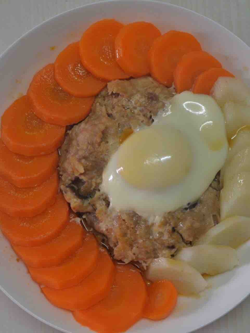 紅蘿卜 山藥 馬蹄蒸肉餅 蒸蛋的做法-家常味蒸菜譜